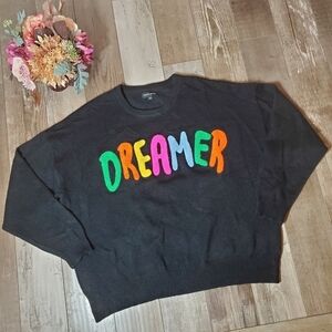 Boutique Aqua Blues Women's Dreamer Sweater Size XL Black Embroidered Pullover